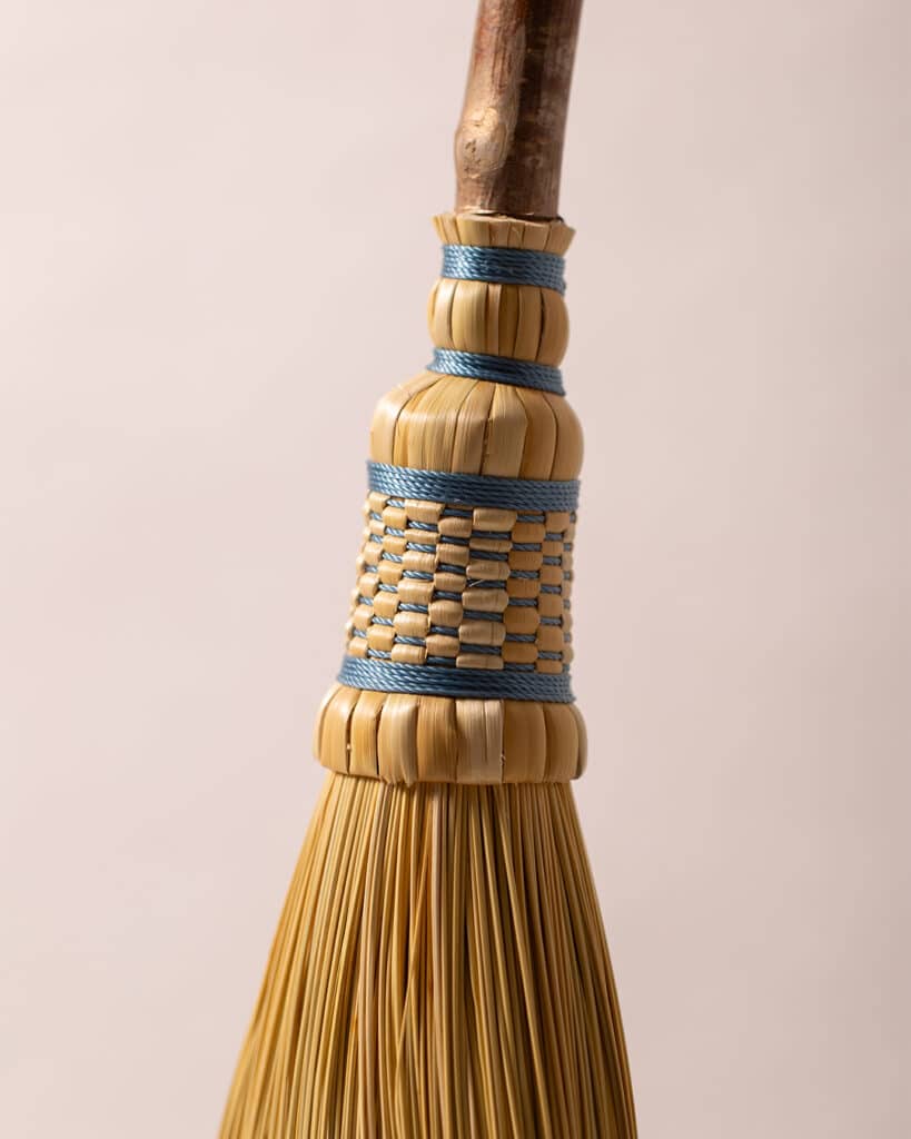 Close up of Shaker broom woven cap